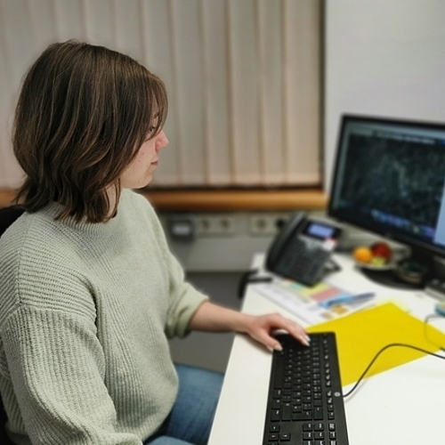 junge Frau arbeitet am Computer